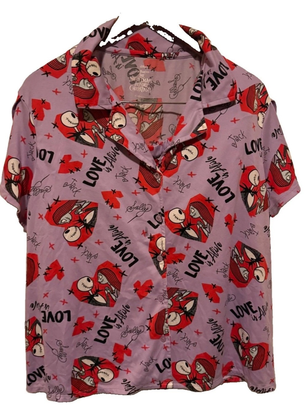 Disney's The Nightmare Before Christmas Valentine's Day 2-Piece Short Pajama 2X
